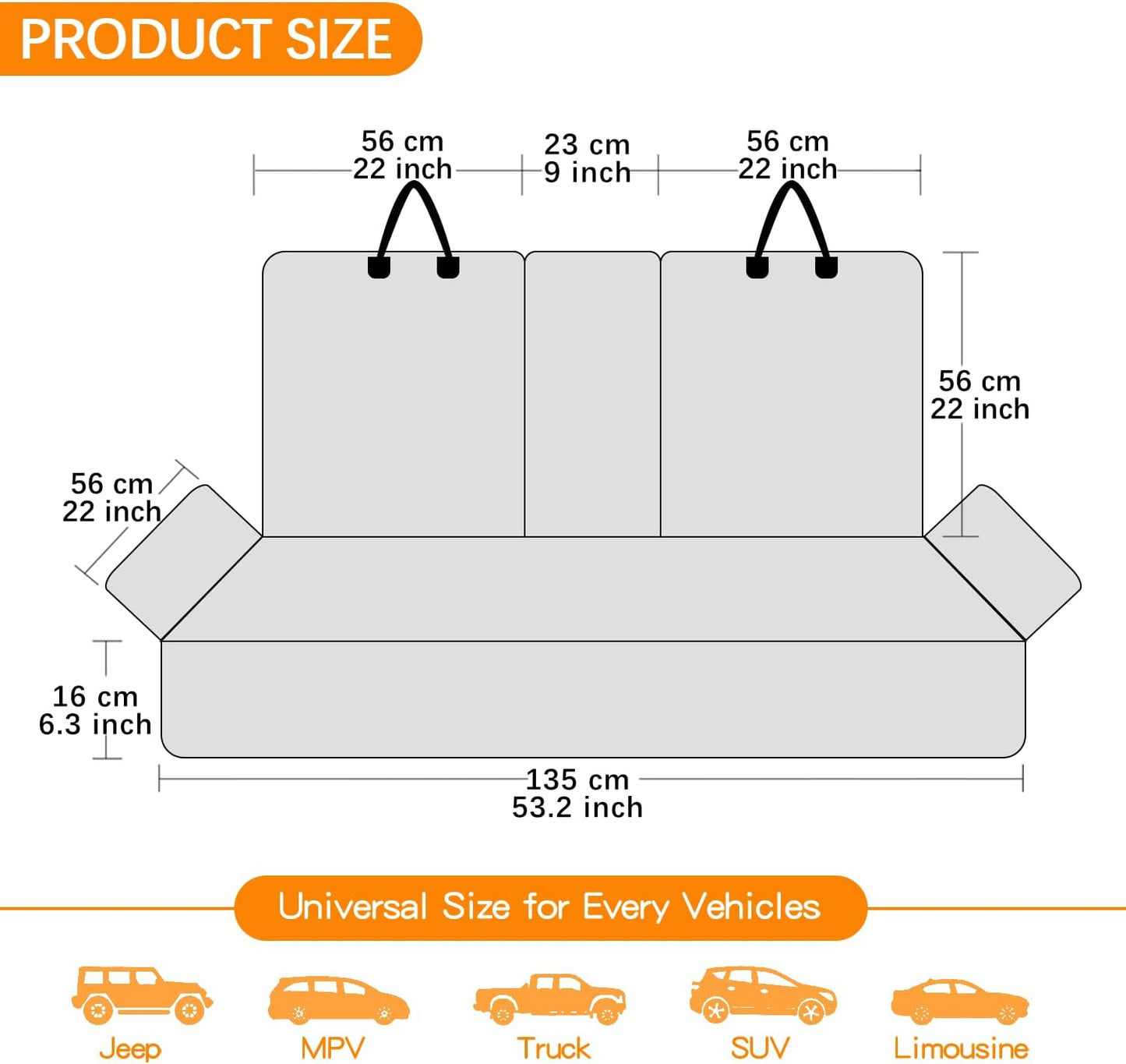 Dog Car Seat Cover for Back Seat, Waterproof & Scratch-Proof Pet Seat Protector, Nonslip Dog Seat Cover for Back Seat, Universal Fit for Cars, Trucks & SUVs, Standard Size