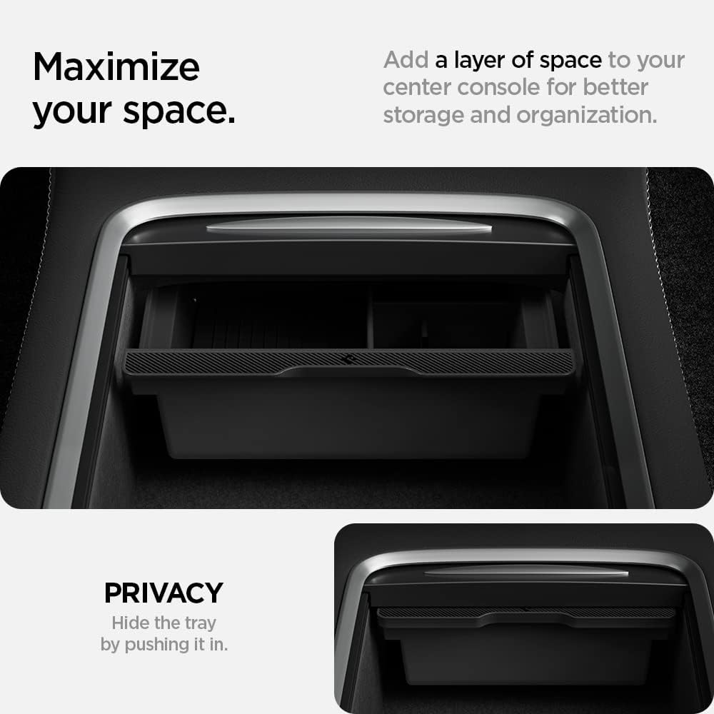 Spigen Center Console Organizer for Tesla Model Y (2021-2024) & Model 3 (2021-2023) [Not for Model Y Juniper 2025/26 and Model 3 Highland (2024/25)]