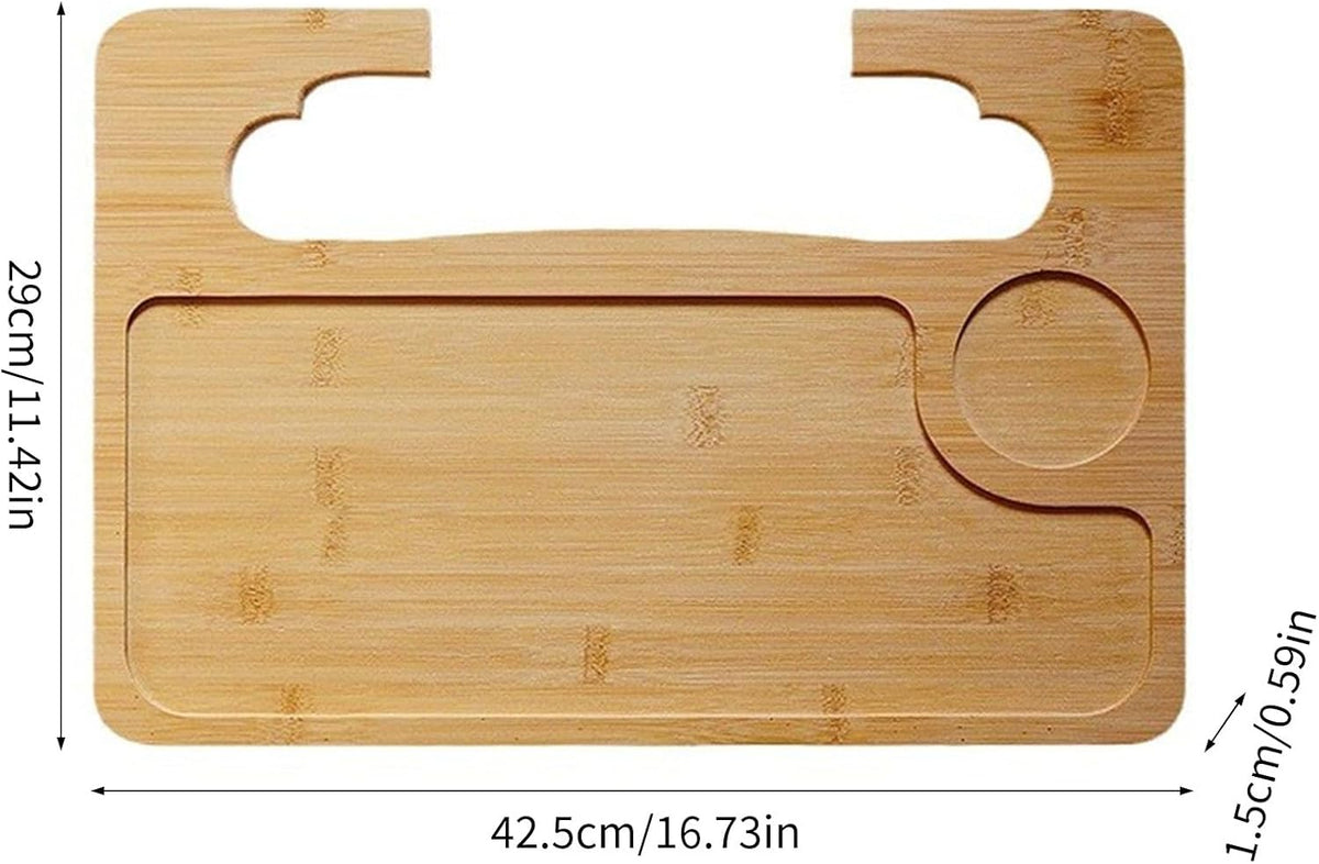 Natural Bamboos Steering for Car Double Surfaces Design Portable Foldable Food Laptop Desk Organizers Nonslip