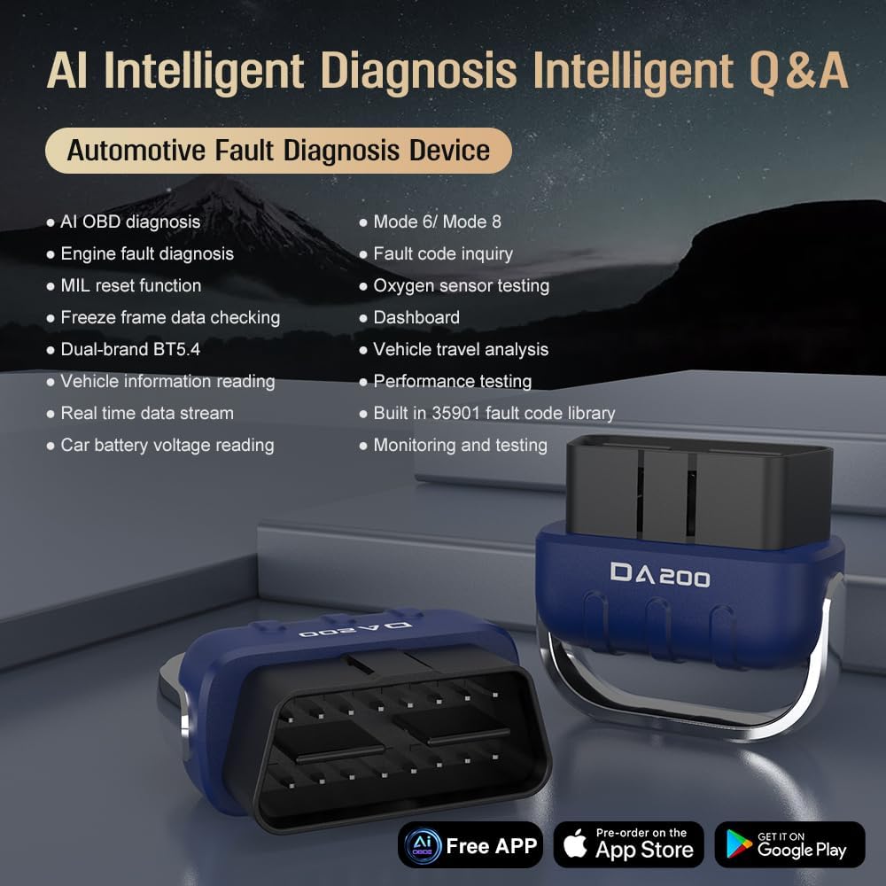 OBD2 Scanner Bluetooth AI Auto Diagnostic Tool Check Engine Car Code Reader for iOS & Android Exclusive APP Clear Error Code Data Reset Wireless Diagnostic Scanner for All OBD-II Vehicles