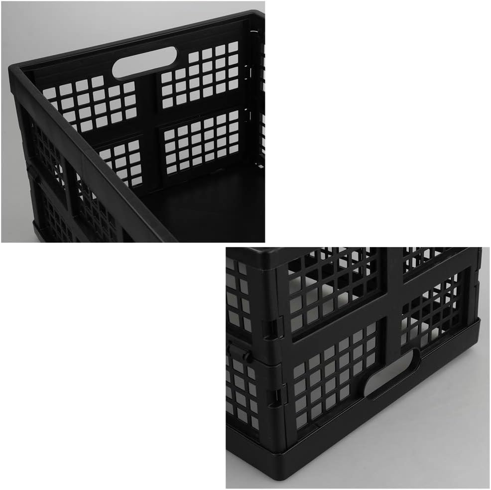 3-Pack Collapsible Crates, 30 L Folding Storage Baskets, Black | Folding Crate, Plastic Storage Baskets, Collapsible Storage Crates for Home Office and Outdoor Organizer