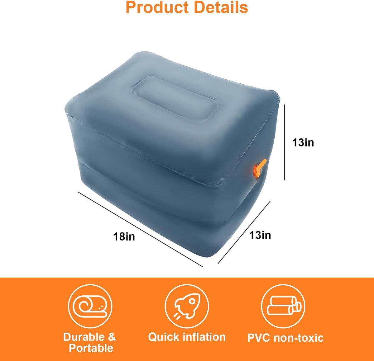 Inflatable Foot Rest Inflatable Travel Foot Rest Pillow Car Seat Footrest for Long Trips Inflatable Stool Compact and Portable Travel Essentials Suitable for Airplane, Car, Home, Office, Campsite