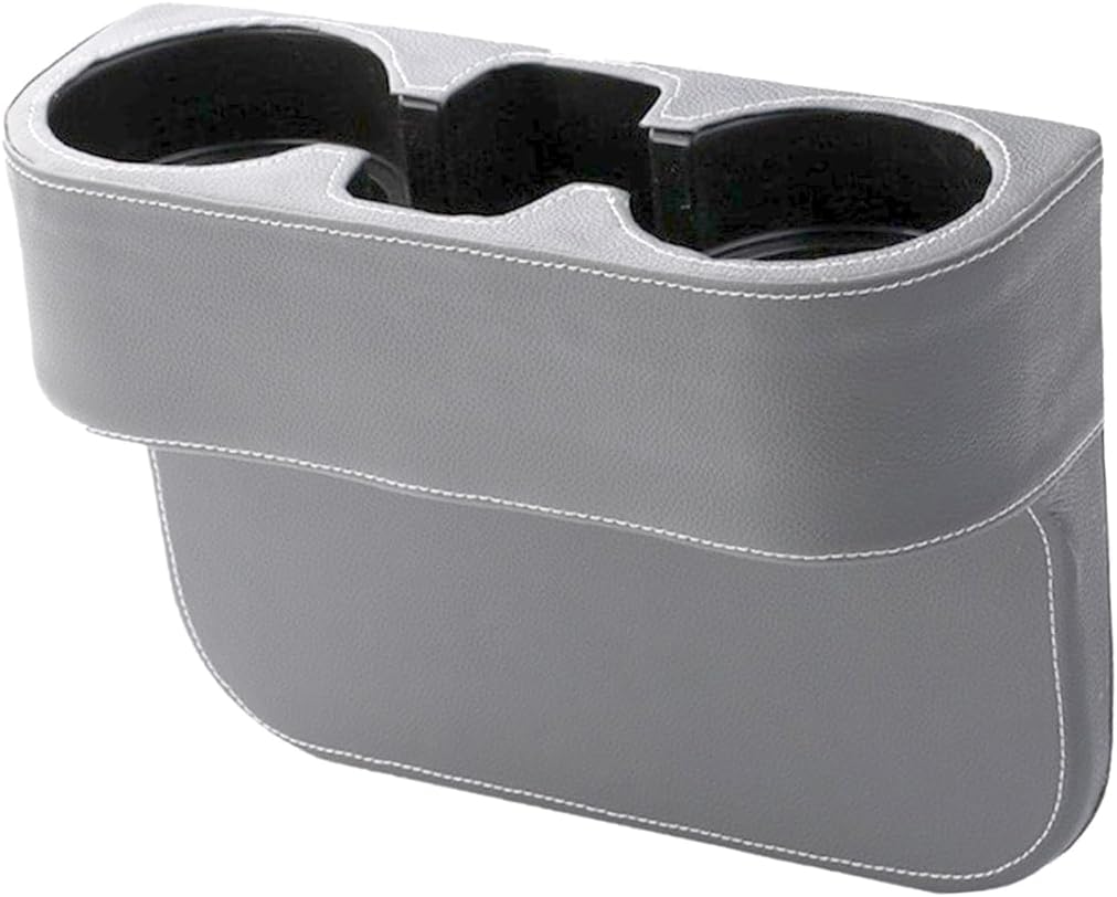 YoRise Car Cup Holder, PU Leather Automotive Cup Drink Holder, Car Seat Gap Filler Storage Box, Multifunctional Front Seat Organizer, Cell Mobile Phone Holder, Coin Bucket (Black)