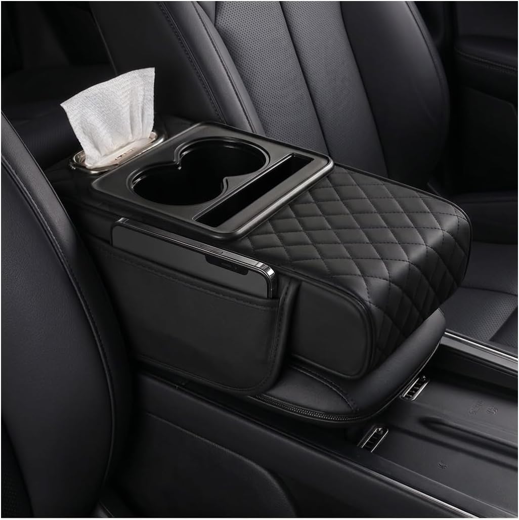 Zpana 4 in 1 Car Center Console Armrest Pillow, Memory Foam, Black