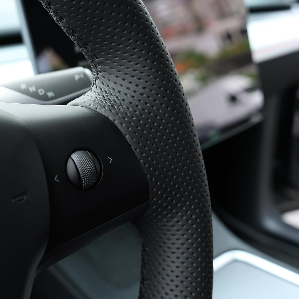 MEWANT Stitch On Steering Wheel Cover for Tesla Model 3 Tesla Model Y