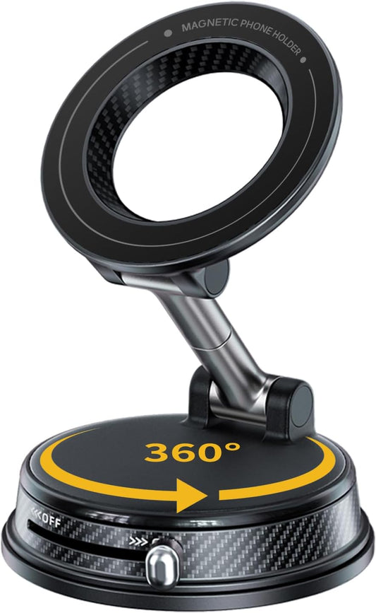 Vacuum Magnetic Car Phone Holder, Strong Suction Cup Mount with Secure Lock