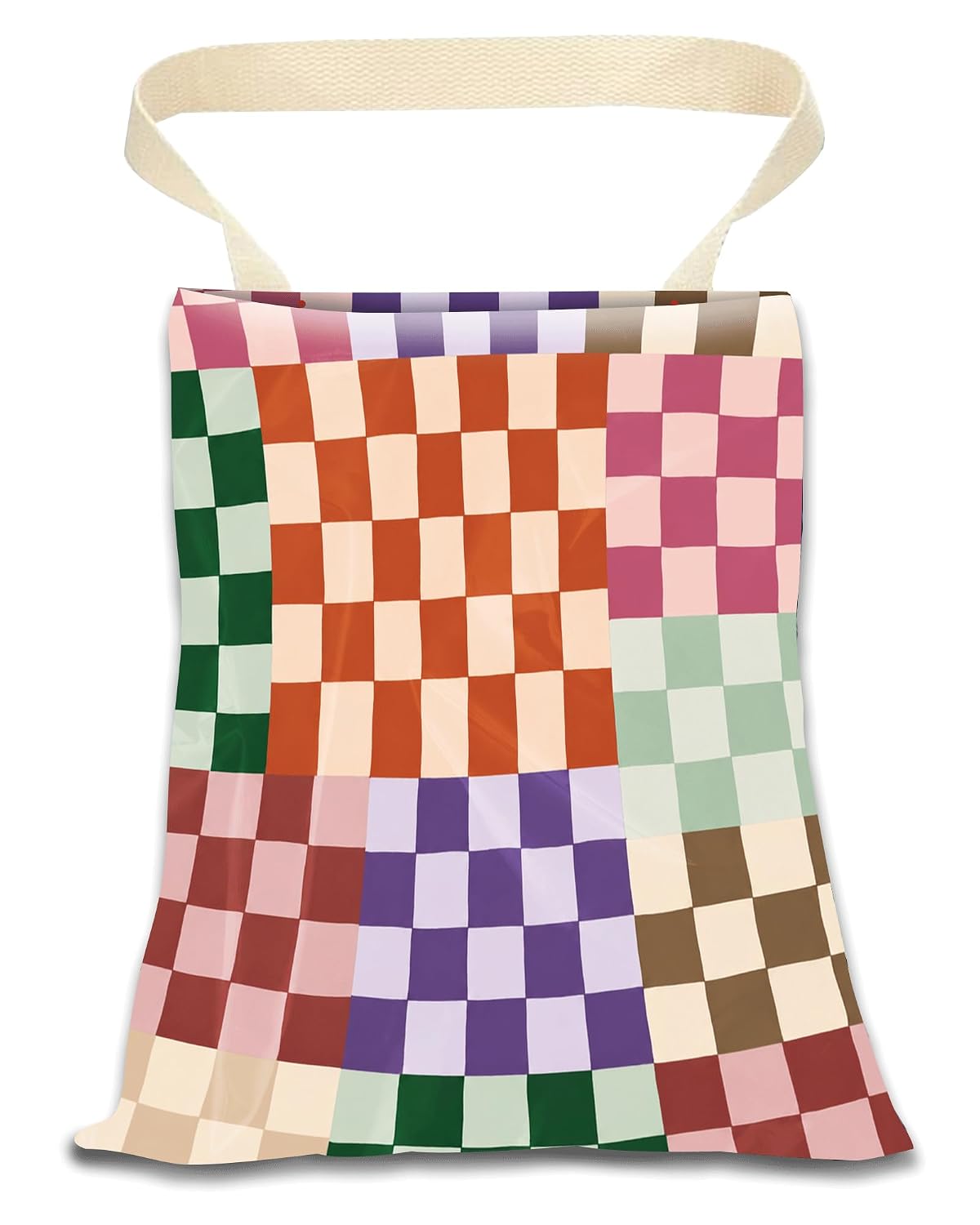 Car Trash Can, Durable Hanging Car Trash Garbage Bag, Cute Automotive Garbage Cans Organizer, Cute Colorful Checkerboard