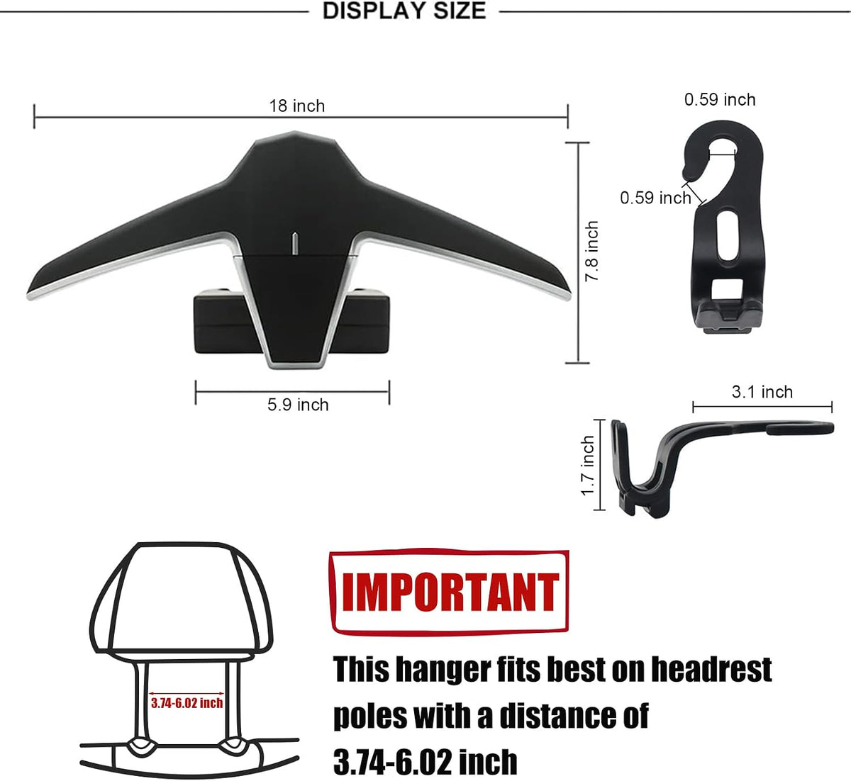 Car Coat Hanger with 2 Car Seat Headrest Hooks