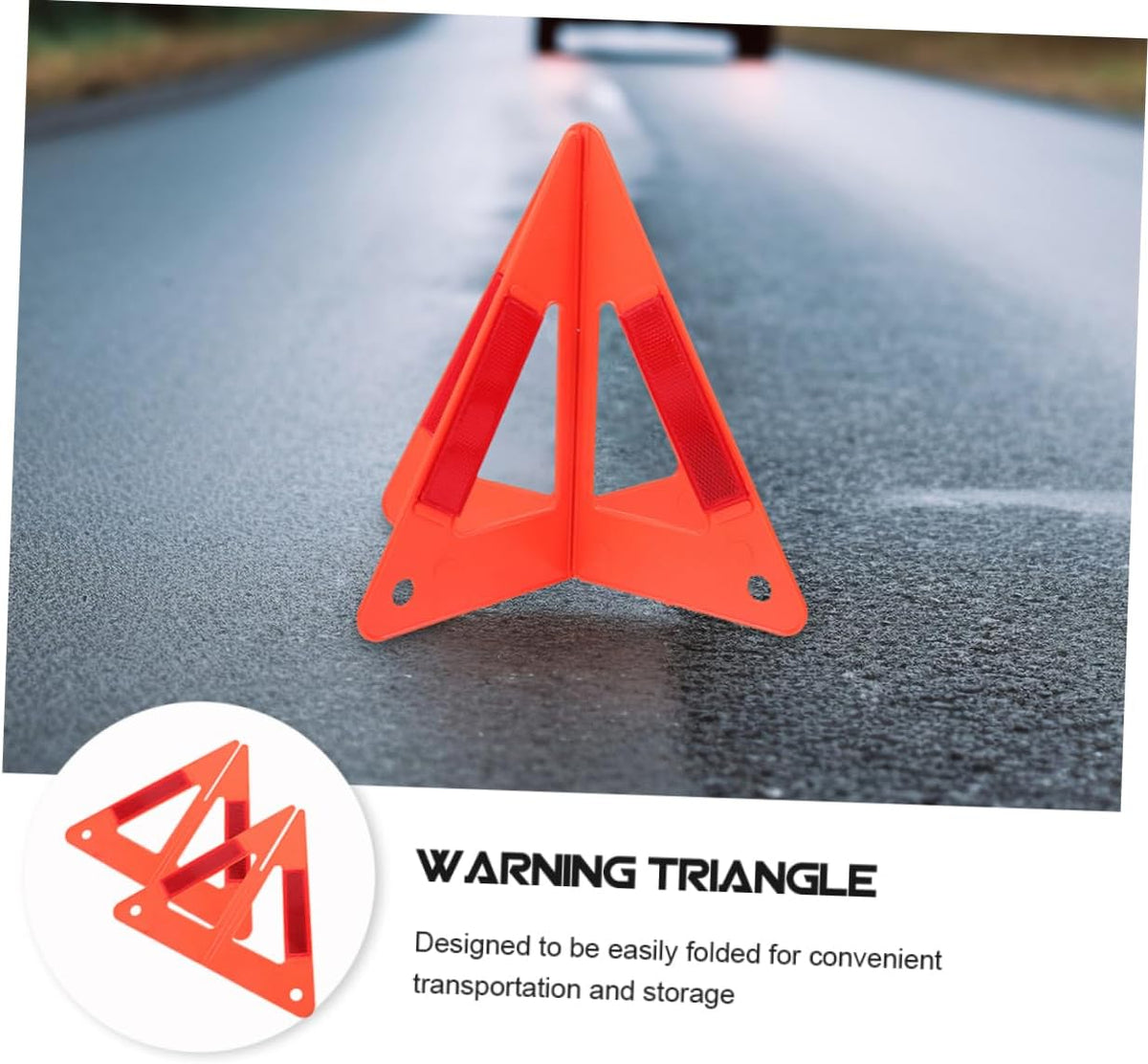 Gatuida 3pcs Reflective Warning Triangles for Vehicles Emergency Roadside Safety Signs Foldable Stable Design for Breakdown Alerts Multi-purpose Use Easy to Store