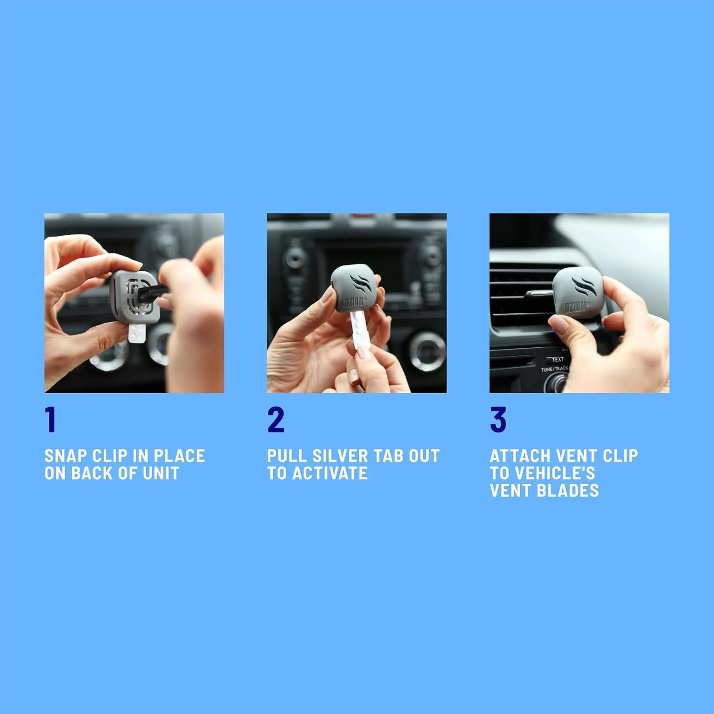 Ozium Membrane Car Vent Clip AC Air Fresheners Car Air Freshener and Car Odor Eliminator (That New Car Smell, 4 Packs)