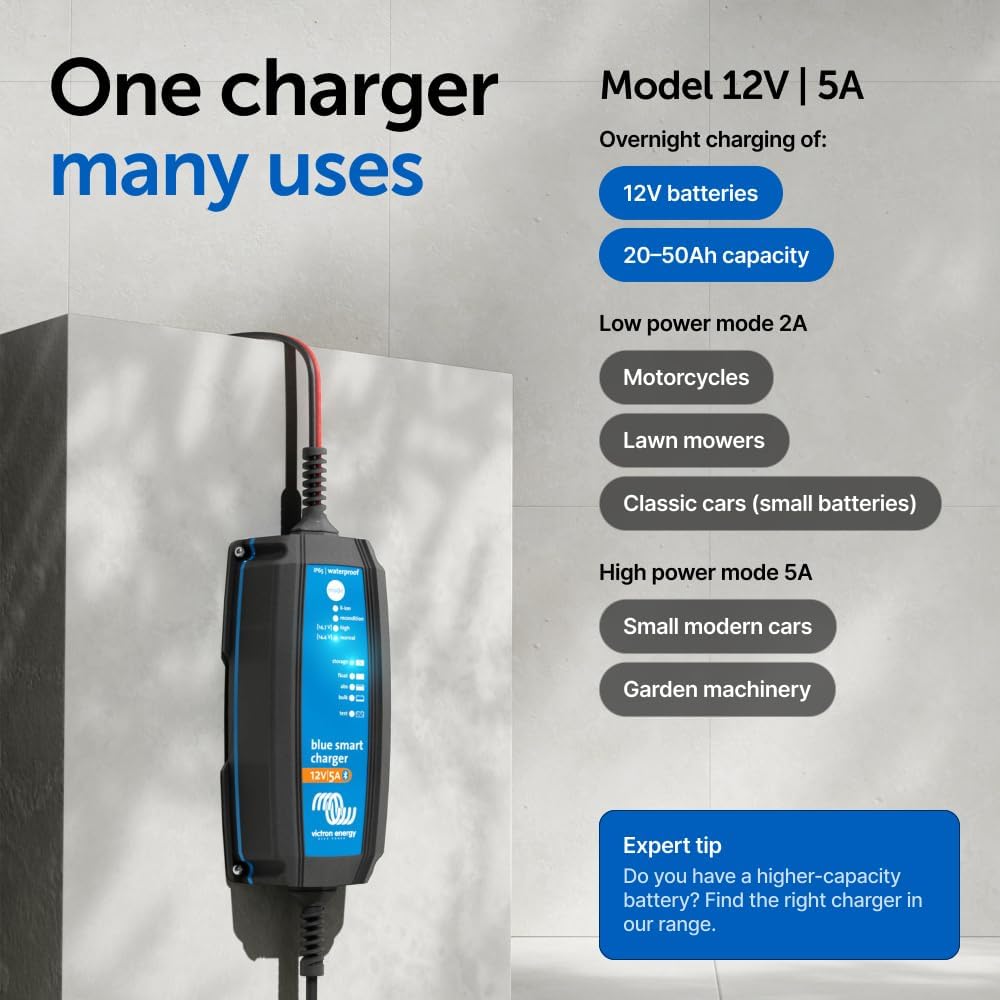 Victron Energy Blue Smart IP65 Smart Car Battery Charger 12V 5A