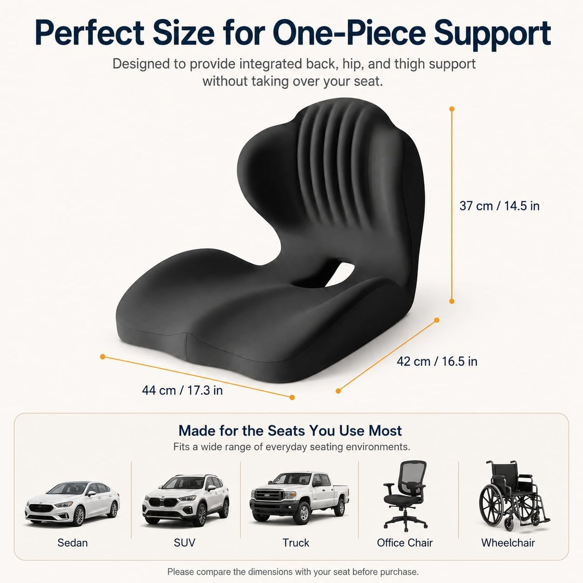 Ergonomic Seat Cushion for Office Chair with Lumbar Support
