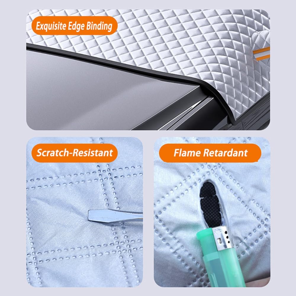 3-Side Winter Car Windshield Snow Cover for Toyota Corolla Cross 2021-2025 SUV 5-Seater, Sun Rain Snow Frost Protector with Magnetic Edges & Mirror Covers,L(175 * 115cm)