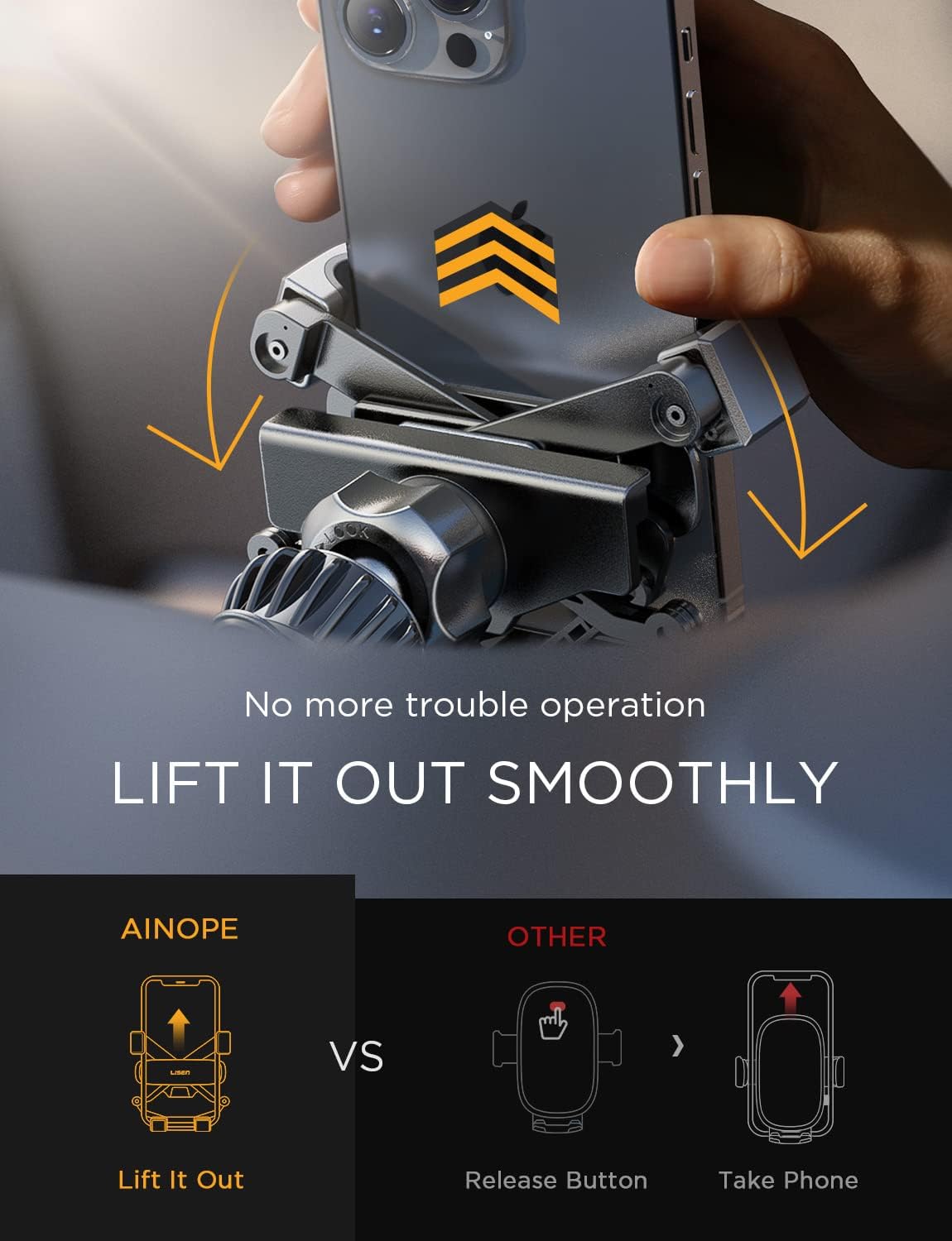 AINOPE Car Vent Phone Mount Holder for iPhone 17 Pro Max Car Mount [Drop-in Grip] Phone Holders for Your Car Air Vent Interior Accessories Gifts for Men for iPhone 17 Pro Max 16 15 14 GalaxyS26,Silver