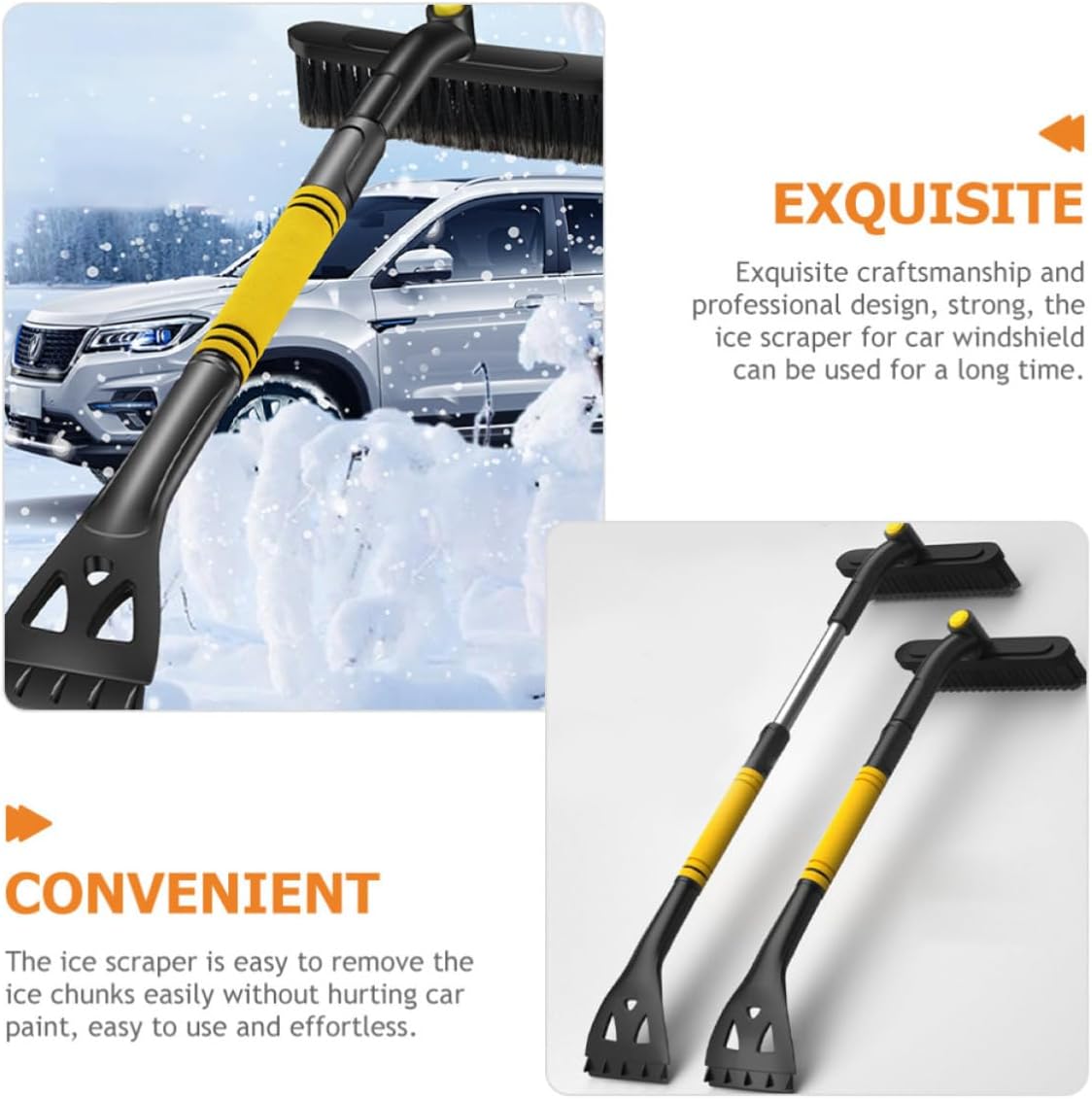 Car Snow Scraper and Brush, Ice Tool Xmas 64-80cm Extendable
