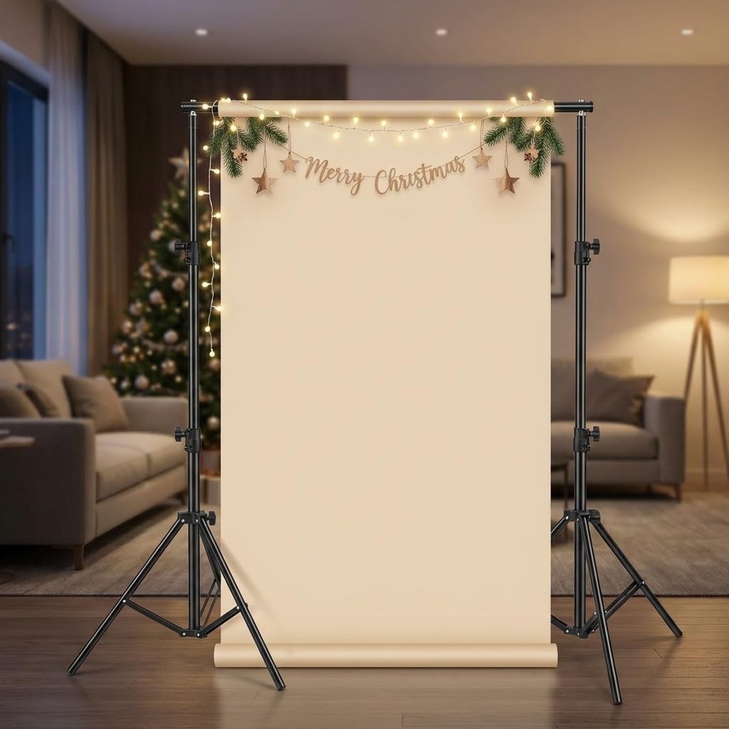 6.6x6.6ft Backdrop Stand Support System with 32.5" Wide Base Stability, Heavy Duty Background Stand for Video Studio Photo Booth, 4 Clamps & Carry Bag