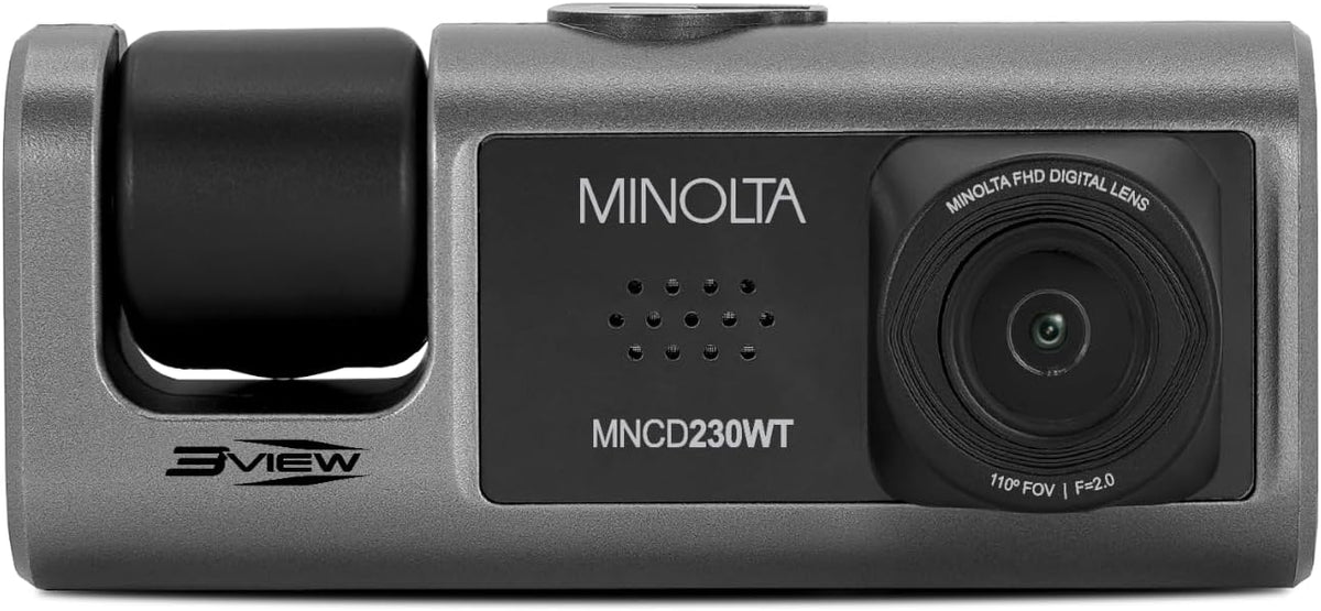 Minolta MNCD230WT 3View 3-Channel Dash Camera 1080P HD (Gray)