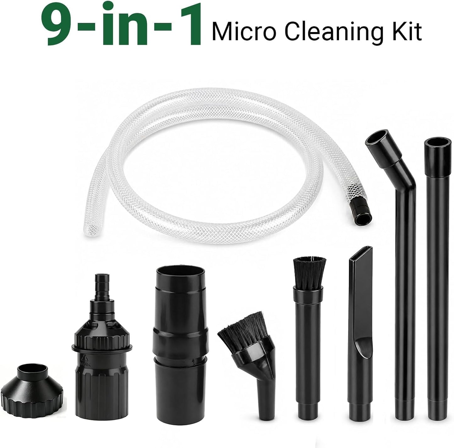 EZ SPARES Crevice Attachment Kit, Compatible with 1-1/4 Inch Vacuum,Micro Cleaning Tools for Keyboard, Crevice, Car, Vents & Tight Spaces, Woodworking,Pet Cleaning, with Storage Bag+Boost Suction