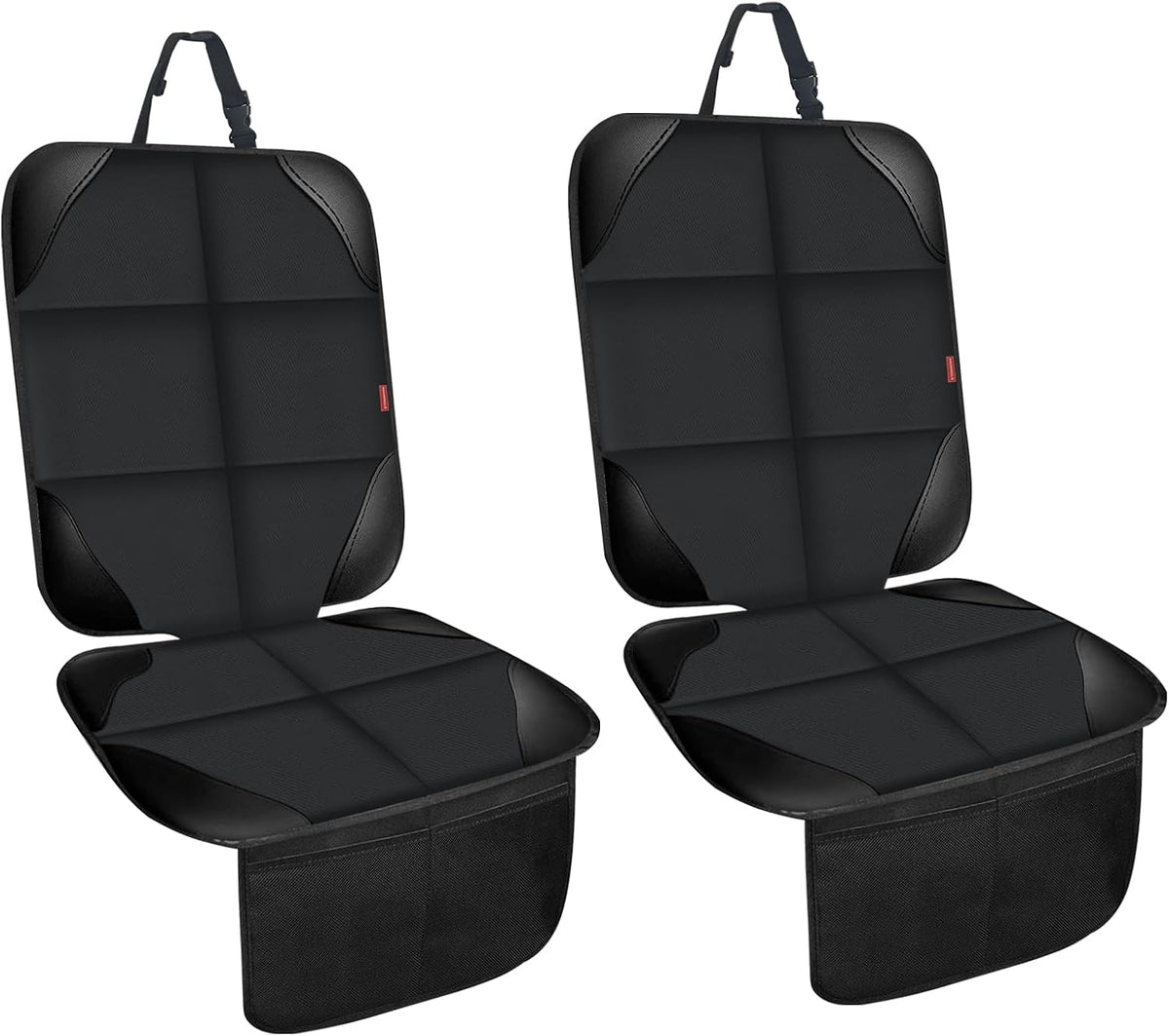 MORROLS Car Seat Protector for Child,2 Pack Car Seat Cushion,Waterproof Fabric Car Seat Covers for Non-Slip Backing Mesh Pockets for Baby,Pet,SUV, Sedan and Trunk(Black)