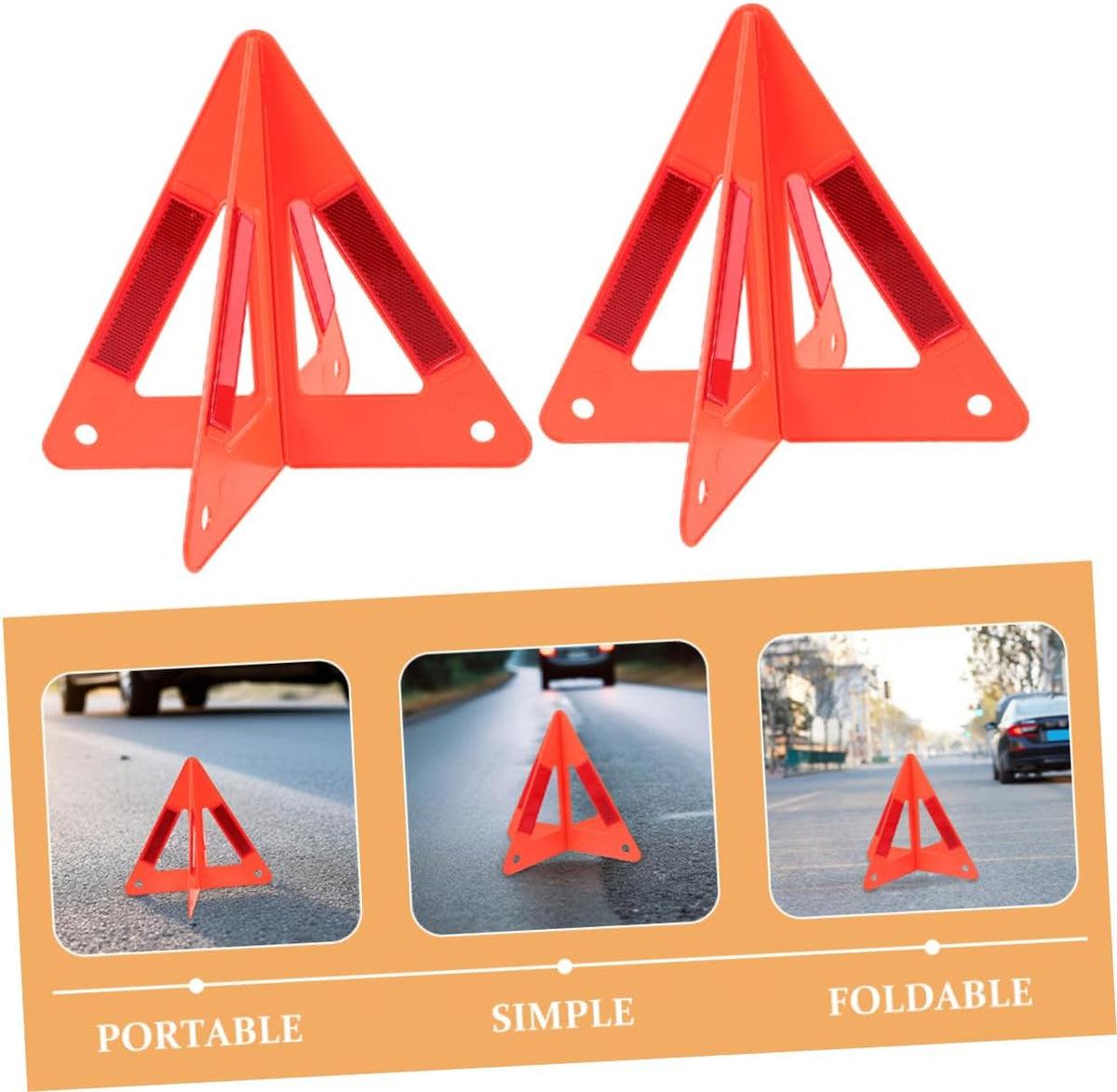 STOBAZA 5pcs Reflective Triangle Warning Signs for Car Road Safety