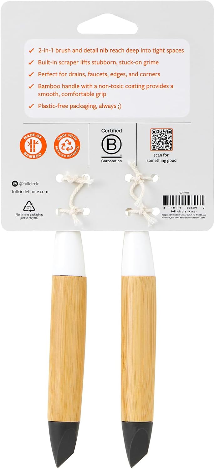Full Circle Every-Crevice Detail Brush for Grout, 2-Pack.