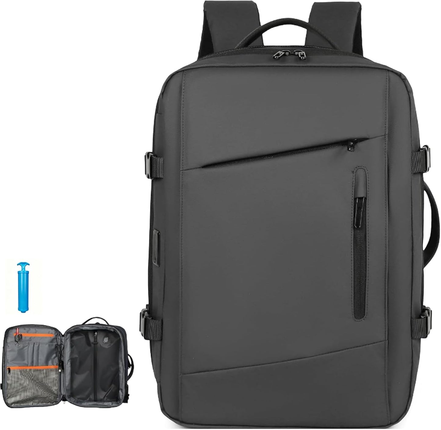 Vacuum Backpack Travel with Pump 60L Expandable Travel Backpack with Seal Compression System Women Men Carry On luggage Backpack Waterproof for Business Trips Weekend Getaways Daily Travel