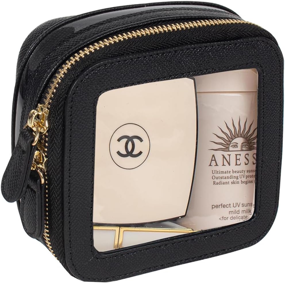 Clear Makeup Bag Small, Mini Portable Clear Makeup Bag for Purse Cute Waterproof Travel Cosmetic Case Makeup Pouch TSA Approved Toiletry Bag Women Traveling Car Organizer Car Essentials
