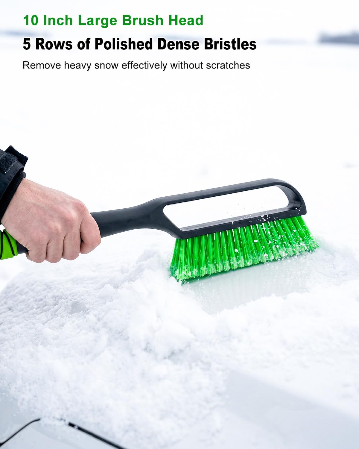 SEAAES 35.5 Inch Snow Brush for Car, Extendable Windshield Ice Scraper with Foam Grip, Snow Scraper Brush for SUV Truck Auto Jeep RV Vehicle Window