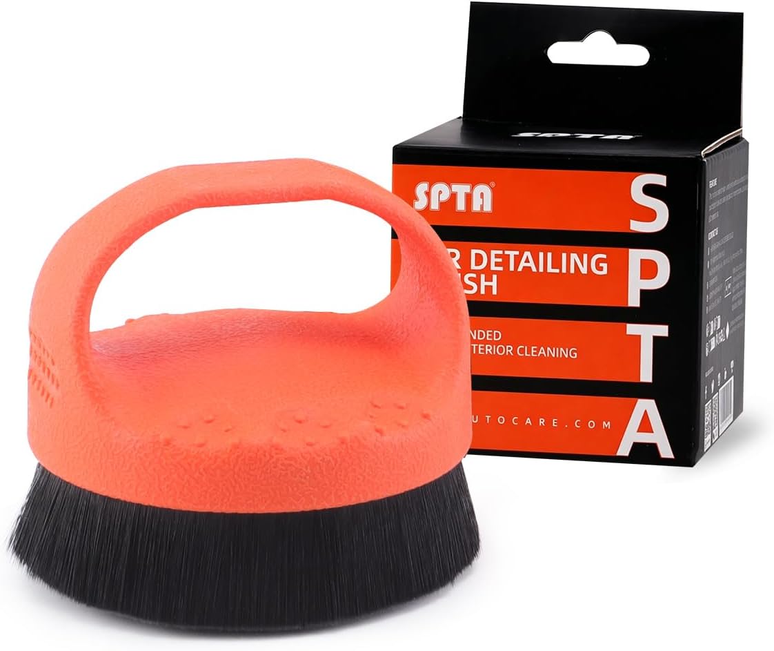 SPTA Tire Soft Shine Applicator Brush, Reusable Tire Shine Applicator Brush, Soft Bristle Tool for Application, Ergonomic Grip,Mess-Free Gel & Liquid Tire Dressing Brush for Trim and Rubber Surfaces