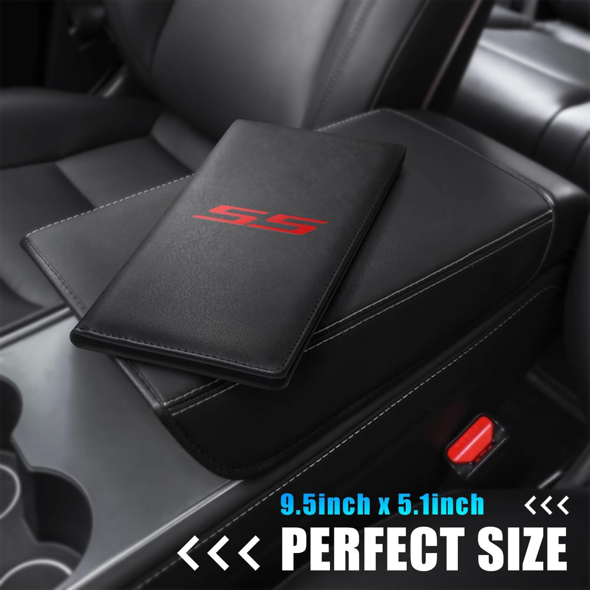 Leather Car Registration and Insurance Cards Holder Compatible with Chevy Camaro SS, Vehicle Glove Box Car Organizer with Magnetic Shut, Documents License for Camaro SS Owners