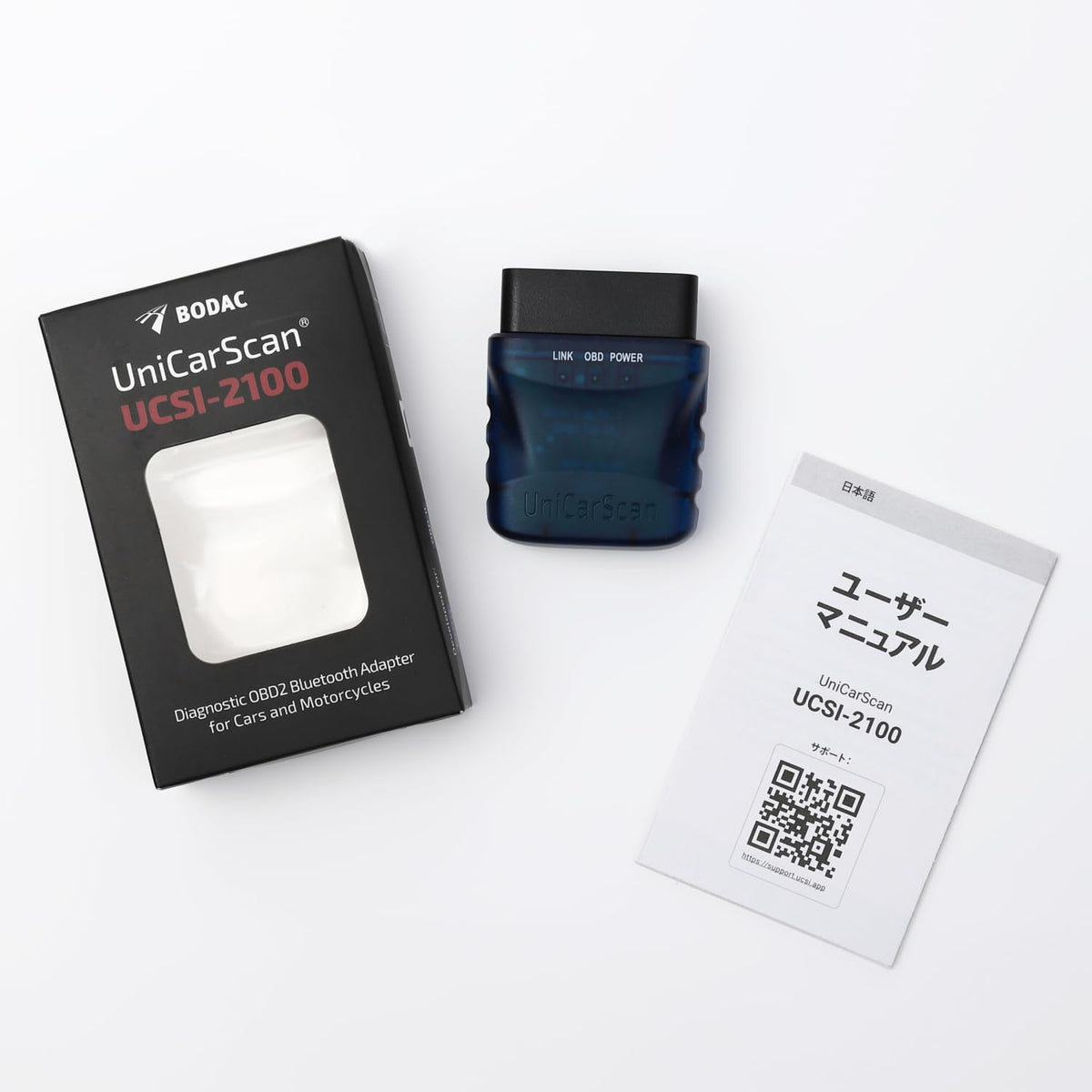UniCarScan UCSI-2100 OBD2 Bluetooth 4.0 Scanner for BimmerCode & MotoScan, Works with iOS, Android & Windows