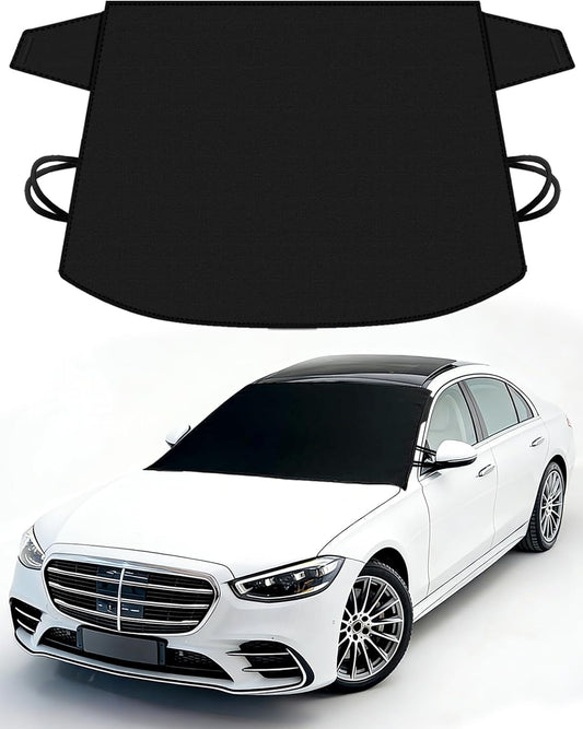 Windshield Cover for Ice & Snow, Heavy-Duty 600D Oxford Fabric, Universal Fit for Cars, SUVs, Trucks, Vans, RVs, Waterproof Frost Wind Resistant Winter Windshield Protector (69" 42")
