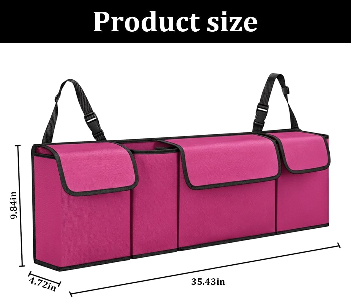 Car Trunk Organizer, Multi Compartment Foldable Sturdy Vehicle Backseat Hanging Storage Organization with Lid, Automotive Interior Storage Bag, Universal for SUV RV Truck (Purple)