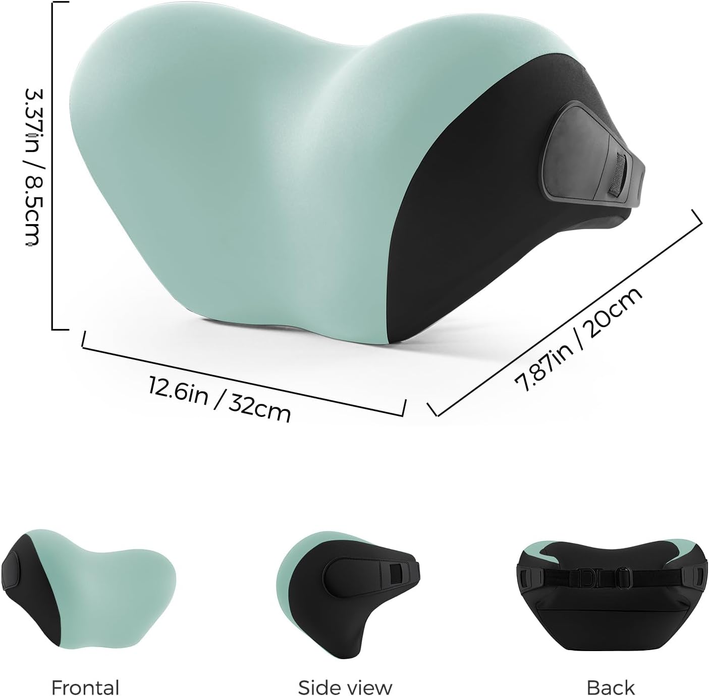BEBAS Car Headrest Pillow, Memory Foam Neck Support Pillow for Cars - Ergonomically Designed for Long Drives, Travel & Commuting, Pain Relief with Removable & Washable Cover (Green,1-Pack)