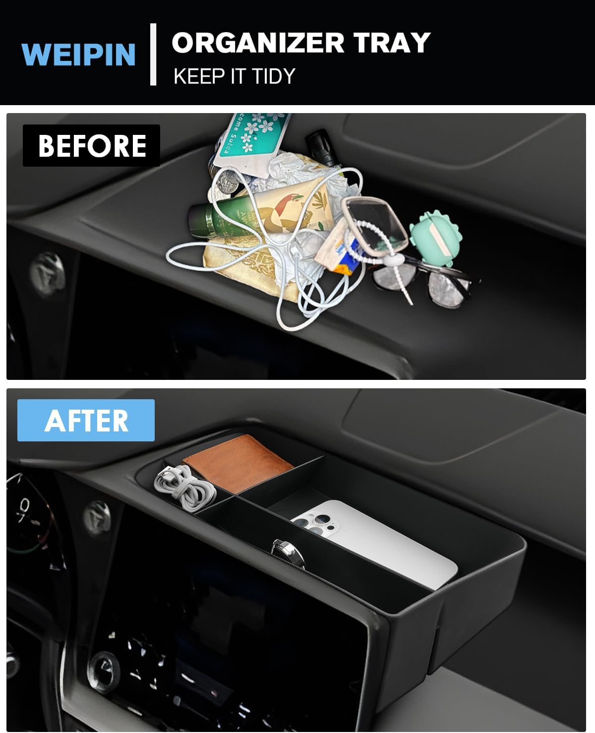 For 3PCS Double Layer Center Console Armrest Organizer&Screen Organizer Tray ABS Materials Compatible with 2024-2026 L exus TX350/TX350h/TX450h+/TX500h