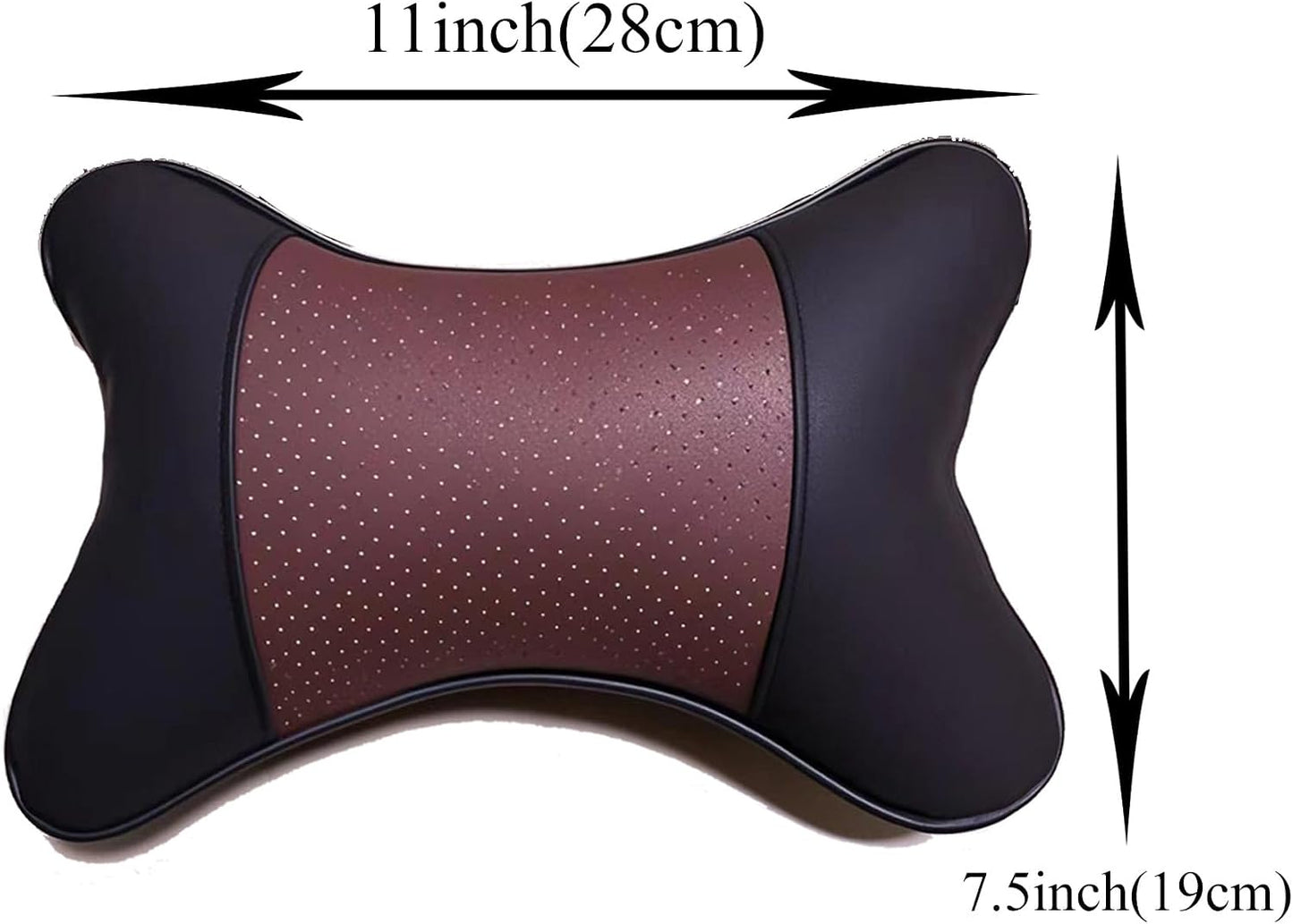 Car Neck Pillows Both Side Pu Leather 2pieces Pack Headrest Fit for Most Cars Filled Fiber Universal Car Pillow (Coffee)