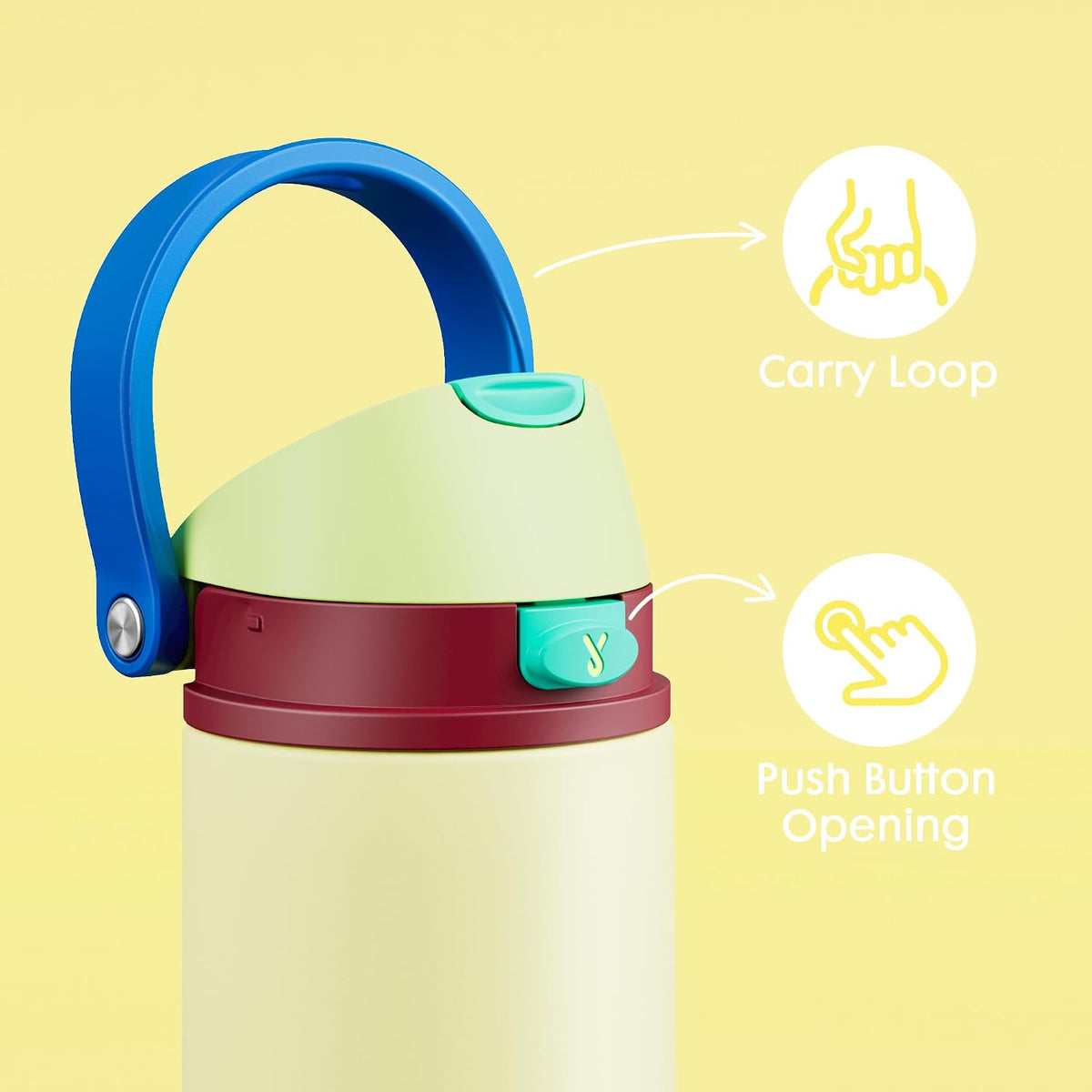 18 oz Insulated Water Bottle for Teens: Meoky Kids Water Bottle with 2-in-1 Straw and Spout Lid - Leak Proof, Cold for 24 Hours, BPA-Free for Boys Girls School Sports, Buttercup