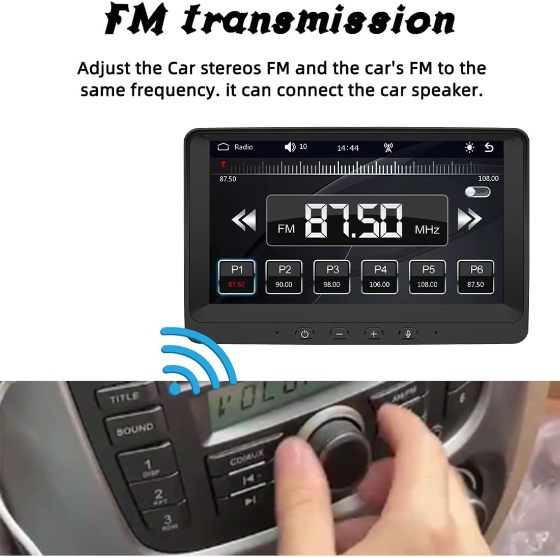 Wireless CarPlay Android Auto Screen, Portable Car Stereo 7 inch Touch Screen with Mirror Link, Bluetooth, FM Transmitter Music Video Player Built in Speaker+Reverse Camera