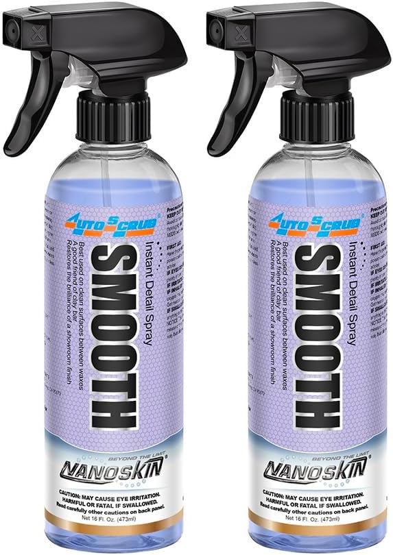 Nanoskin SMOOTH Quick Detailer Spray 32 Oz. (2x16 Oz) | Post Car Wash Gloss Enhancer, Wax Booster & Clay Lubricant | Effortless Dust, Smudge & Fingerprint Remover for Cars, Boats, Hot Rods & More