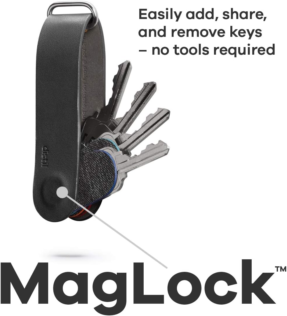 Distil Union Ferris KeyLoop Key Organizer | Includes Leather Cover, 5 KeyMods, & FobRing | Holds up to 6 Keys + Car Key