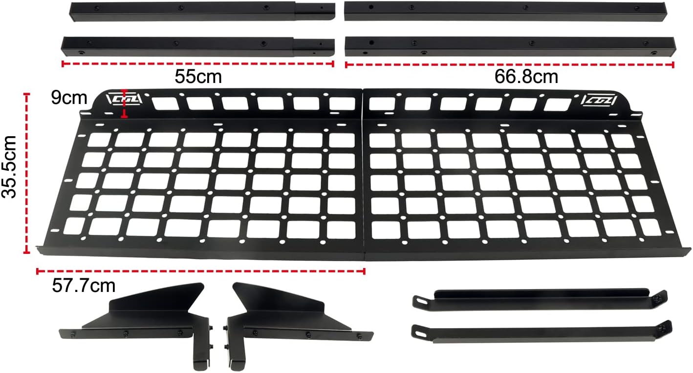 HIGH FLYING for Toyota RAV4 2019-2025 Car Accessories Modular Storage Molle Panel Cargo Shelf Organizer Luggage Carrier Rack Aluminum Alloy (with Split Cross Bar)
