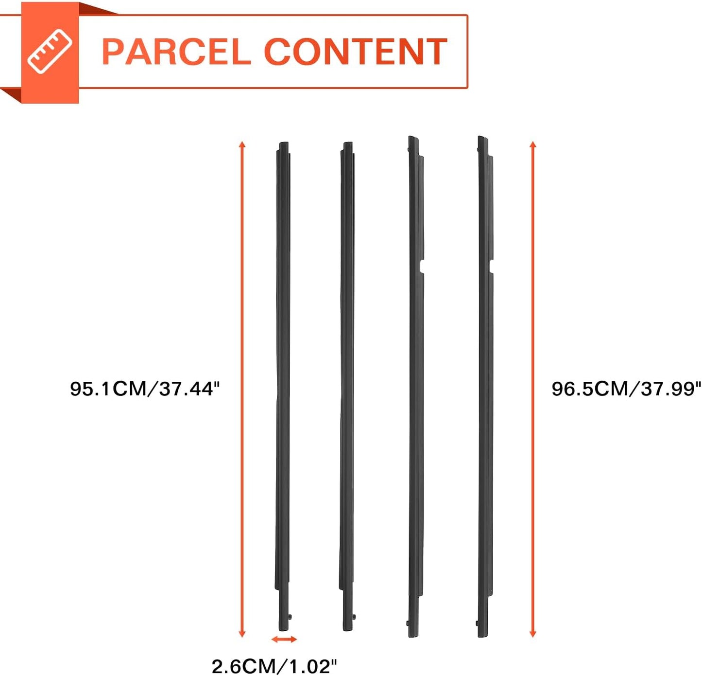 Weatherstrip Window Seal Car Window Moulding Trim Sweep Felt Seal Kit Fit for Toyota Corolla CE LE S XLE XRS 2009 2010 2011 2012 7573012300 7571002210-4 Piece Set