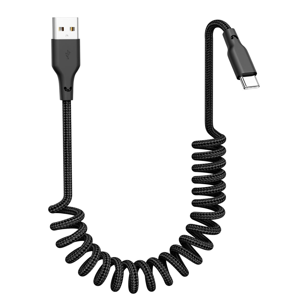 Quickeep Car Carplay Cable 3ft Coiled USB A to USB C Fast Charge Cord