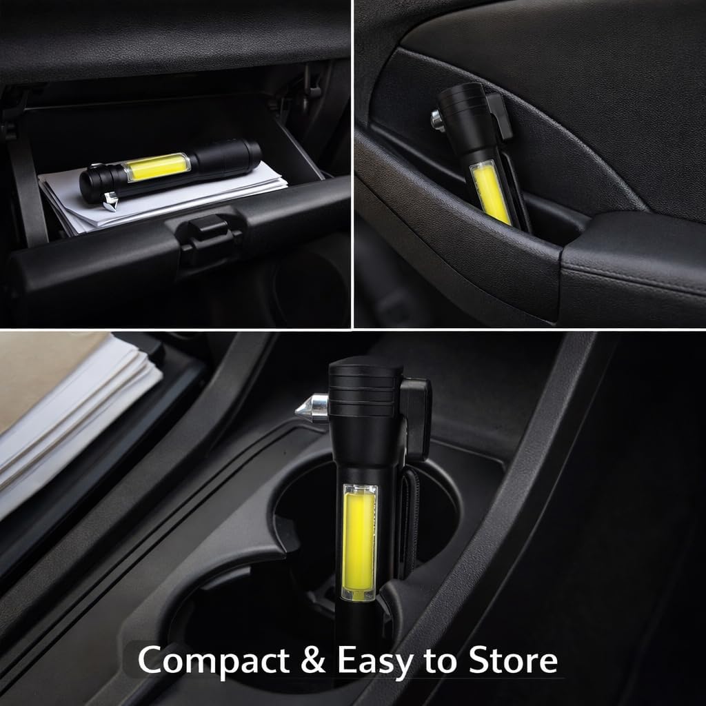 Ideas In Life Auto Tool Flashlight, Car Window Breaker, Seatbelt Cutter