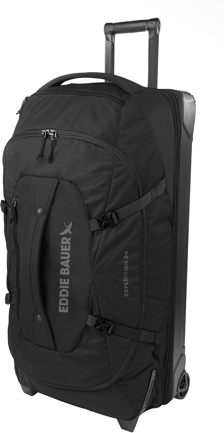 Eddie Bauer Expedition Rolling Duffel Bag with Wheels | Travel | Carry-On | Luggage | Rugged | Durable - True Blue, 22"
