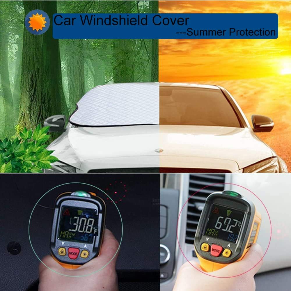 Beicarin Car Windshield Cover, Heavy Duty Thick Protective Windscreen Cover - Snow Ice Frost Sun UV Dust Water Resistent - Pefect Fit for Cars SUVs All Years Summer/Winter