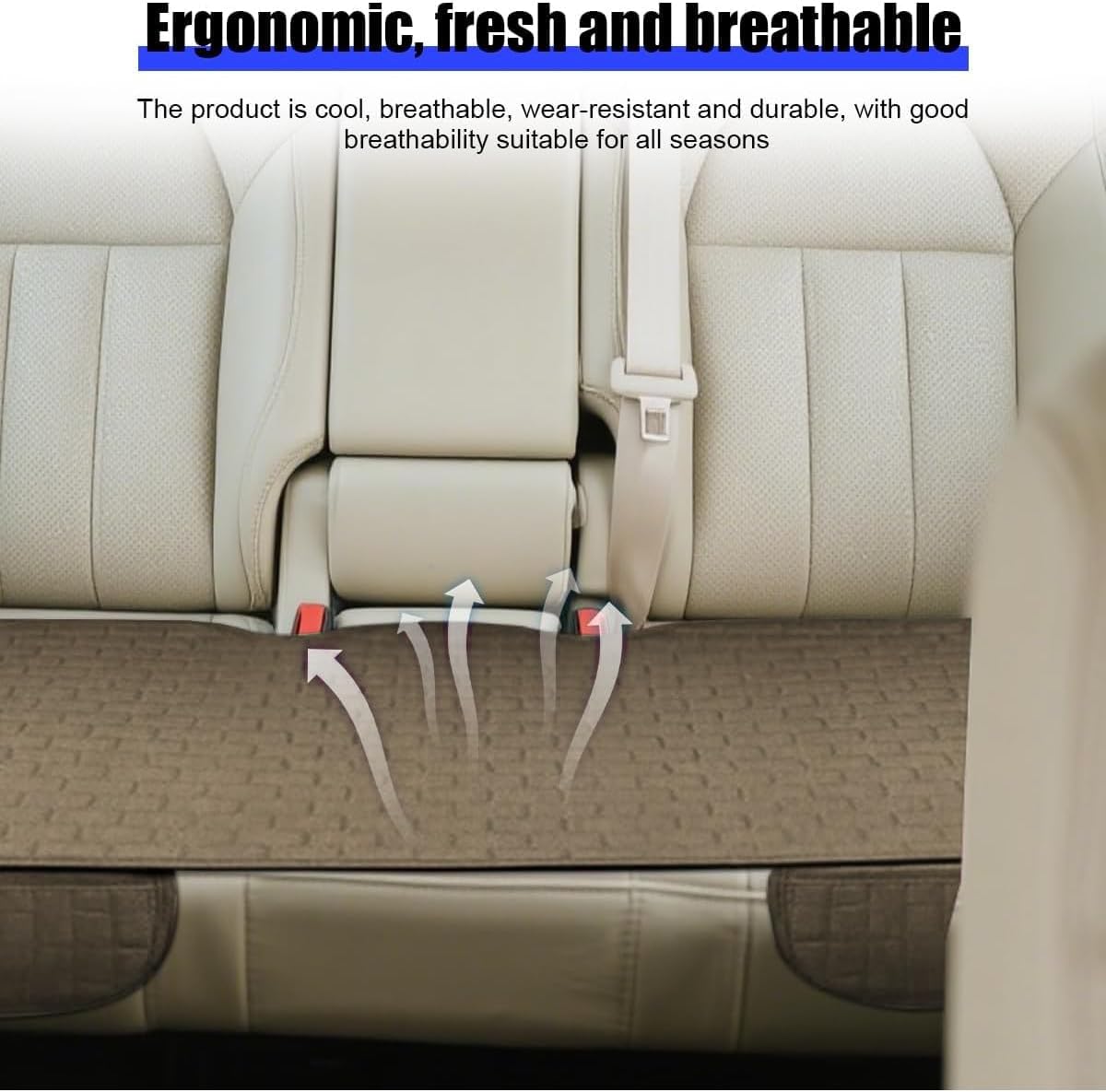 Osilly Car Back Seat Cover, Anti-Slip Long Vehicle Rear Bench Protectors with Storage Pocket, Breathable Comfortable Auto Interior Seating Bottom Protection Accessories, Universal Fit (Brown)