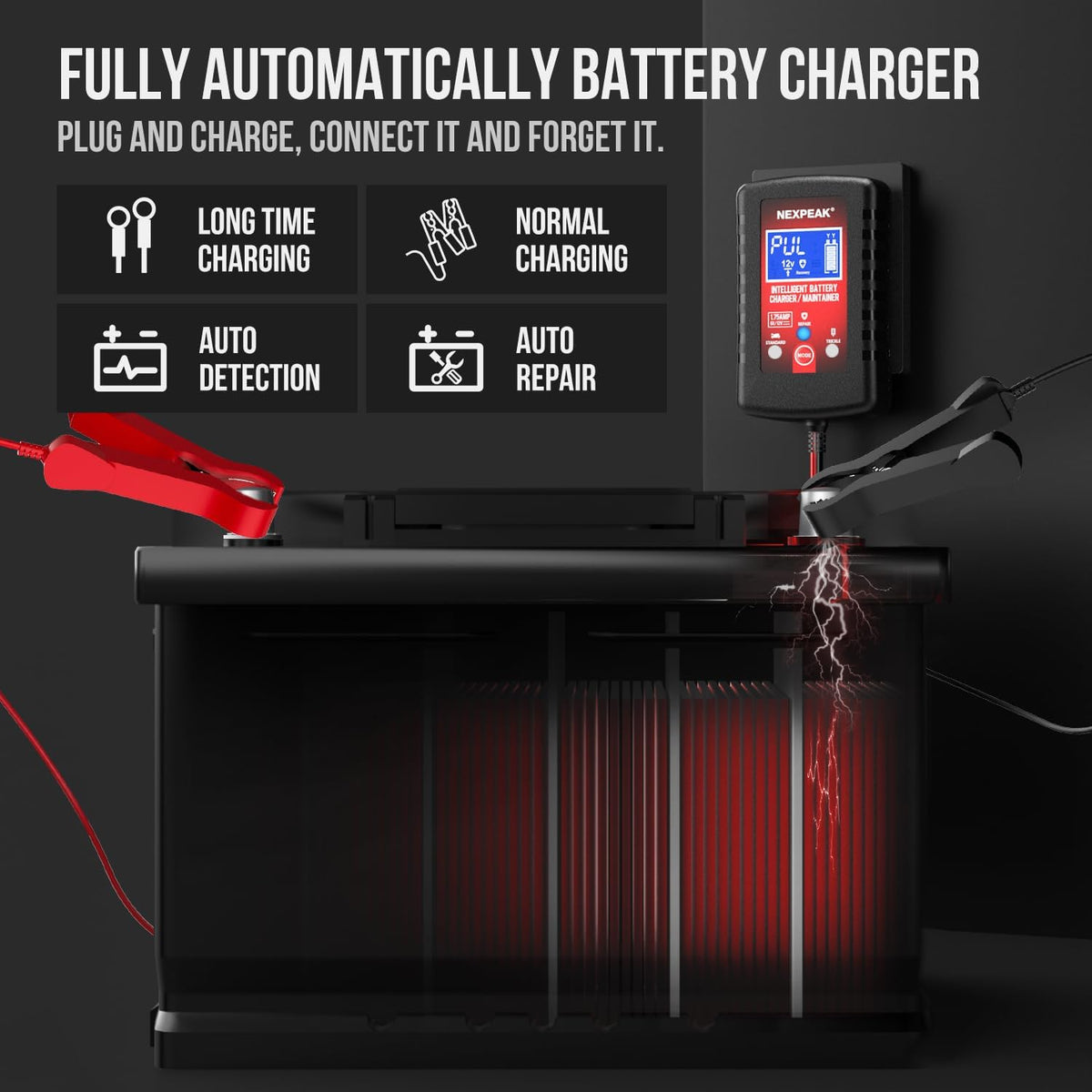 3-Pack 1.75A Car Battery Charger, 6V &12V Smart Battery Trickle Charger