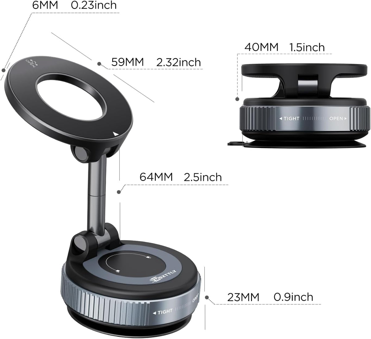 MSXTTLY Vacuum Magnetic Phone Holder, Suction Cup Phone Mount for Your Car
