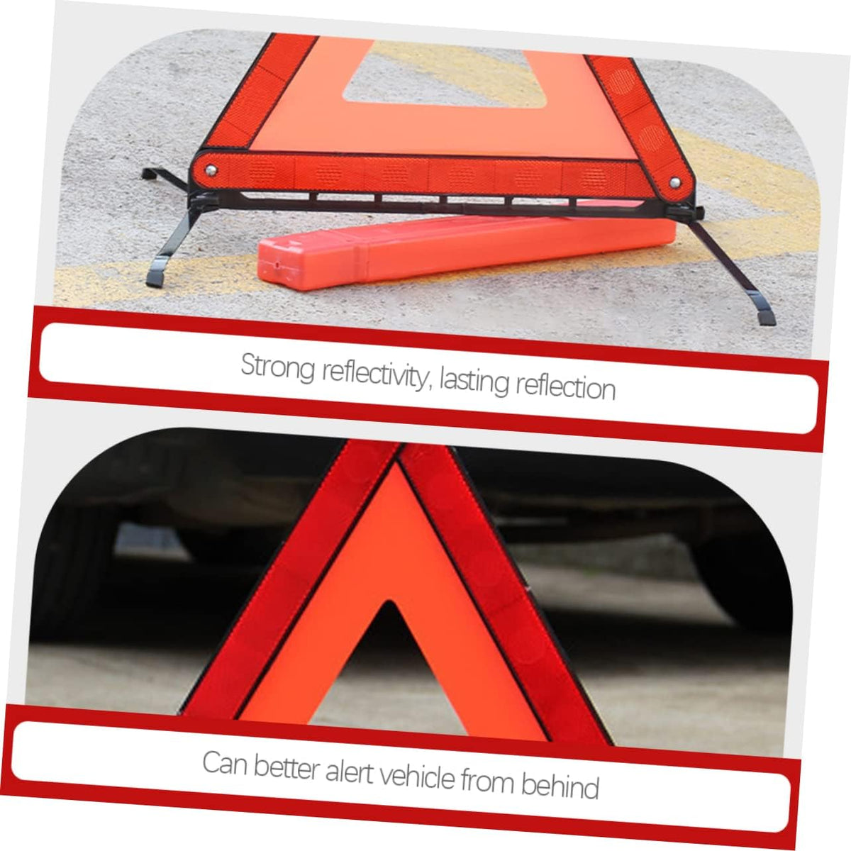 PRETYZOOM Reflective Warning Triangle Foldable Emergency Sign for Roadside Safety 3 Legged Design for Car and Semi Truck Accessories
